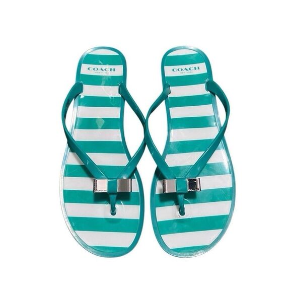 Coach Women's Landon Green-White Sandal Size 9 - Picture 2 of 9